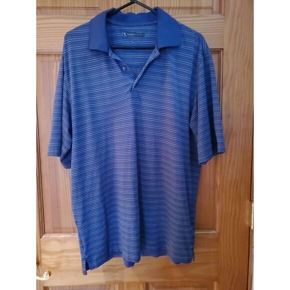Pebble Beach Shirt Mens Sz L Purple Striped Golf Polo Tennis Casual - Picture 1 of 3